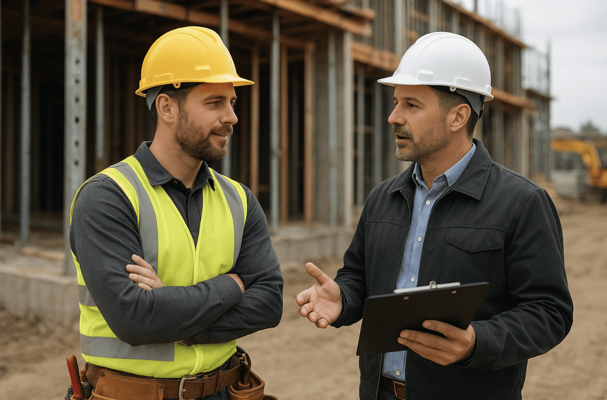 two men at a construction site.